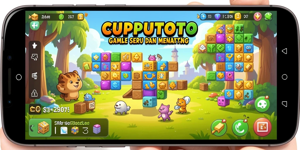 Screenshot menunjukkan gameplay seru dalam CUPUTOTO dengan teka-teki menarik.