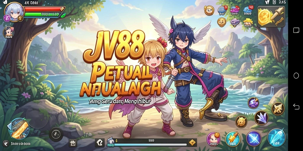 Screenshot gameplay JV88 menampilkan aksi seru karakter Anime.